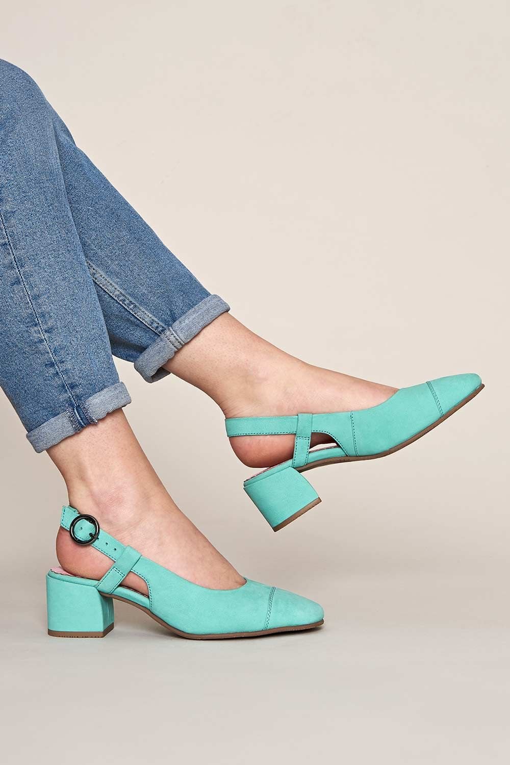 Moshulu Moshulu Women's 'Emiko' Nubuck Slingback Court Heels in Bright Blue - 2