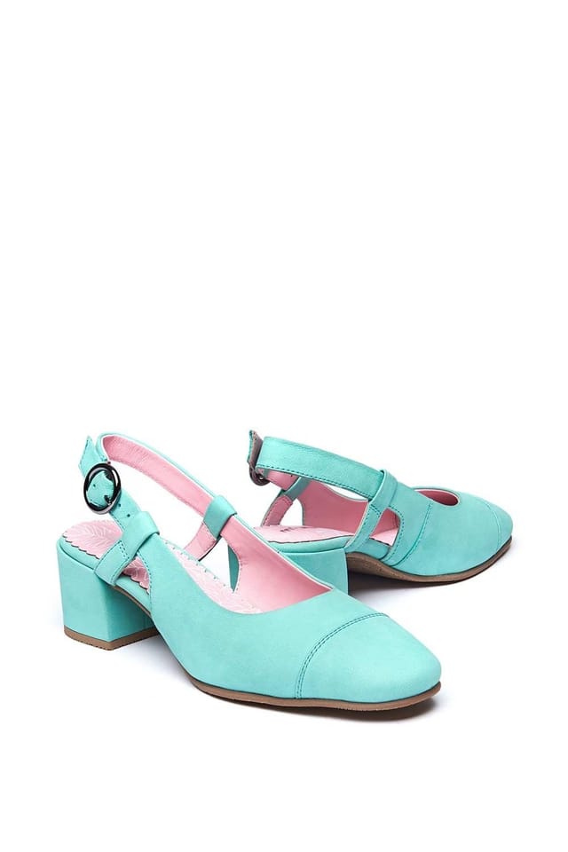 Moshulu Moshulu Women's 'Emiko' Nubuck Slingback Court Heels in Bright Blue - 2