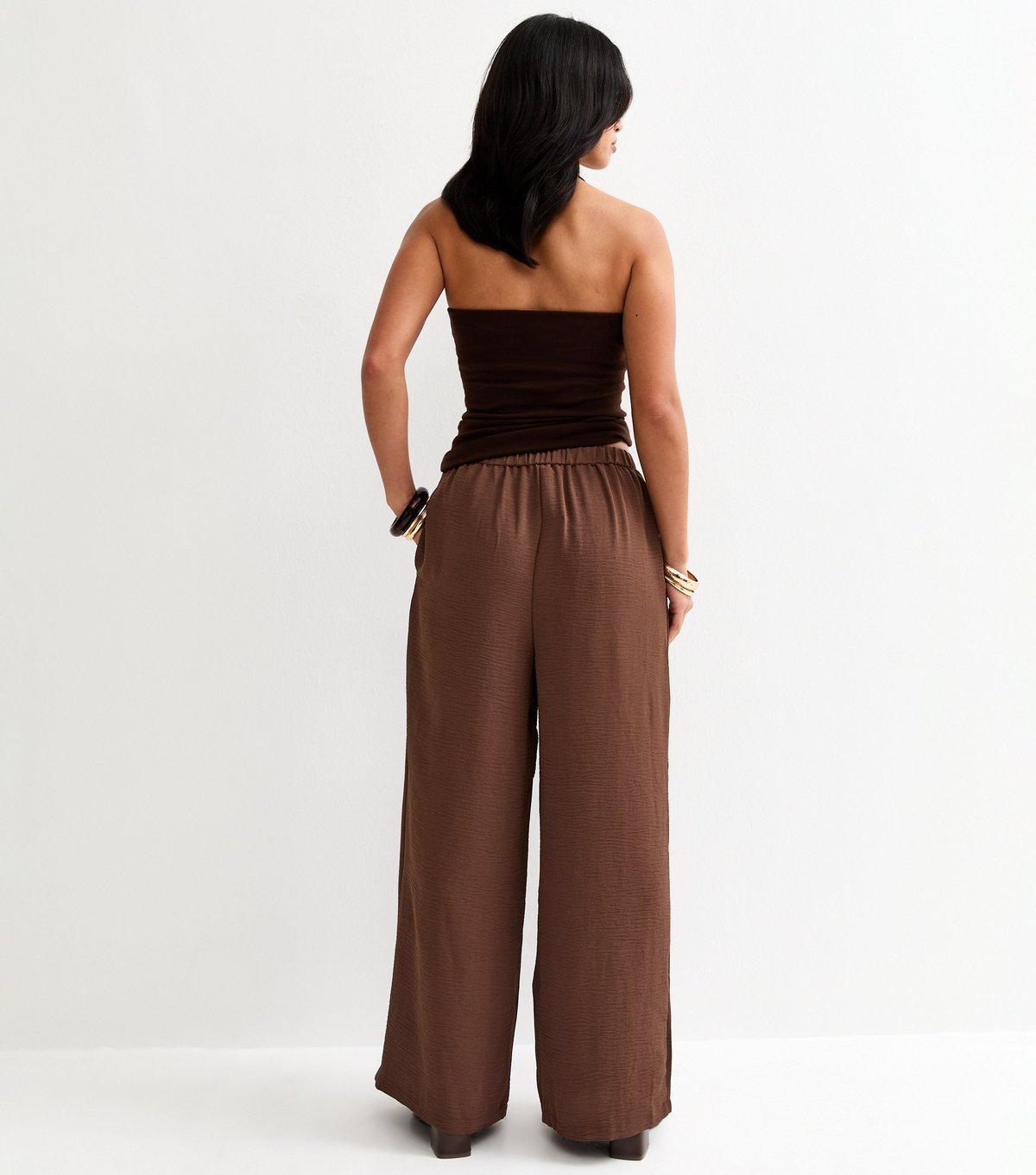 New Look Women's Petite Dark Brown Pleated Wide Leg Trousers New Look - 4