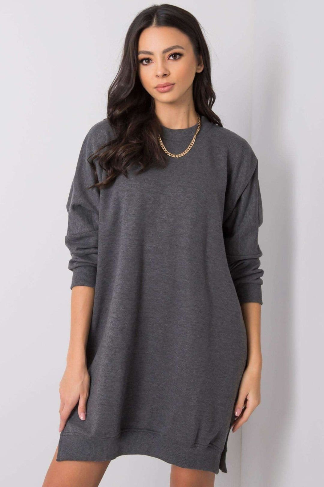 Love Lace Grey Cotton Sweatshirt Dress