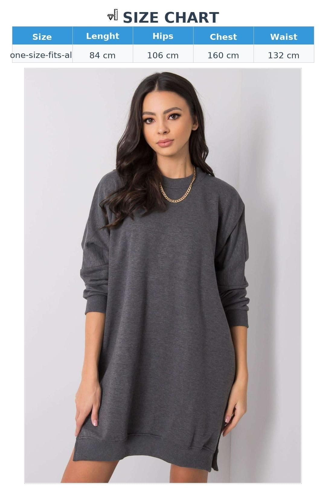 Love Lace Love Lace Women's Everyday Loose Fit Sweatshirt Dress in Cotton in Grey - 4