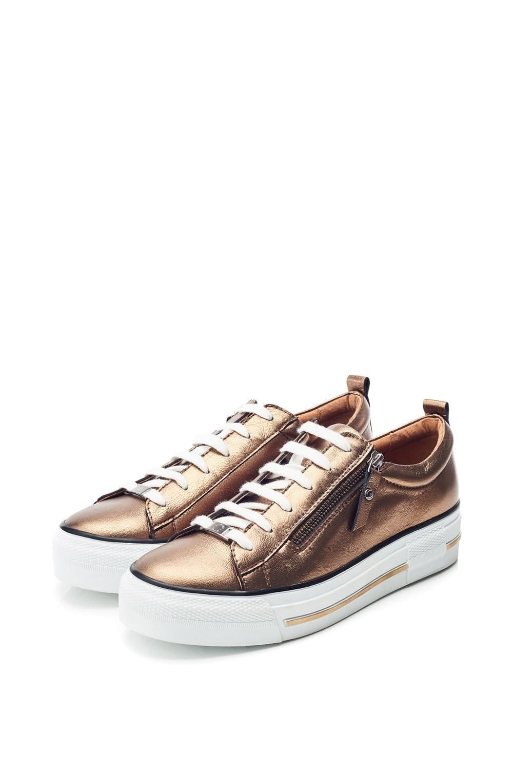 Moda In Pelle Moda In Pelle Women's 'Filician' Metallic Leather New Trainers in Gold - 4