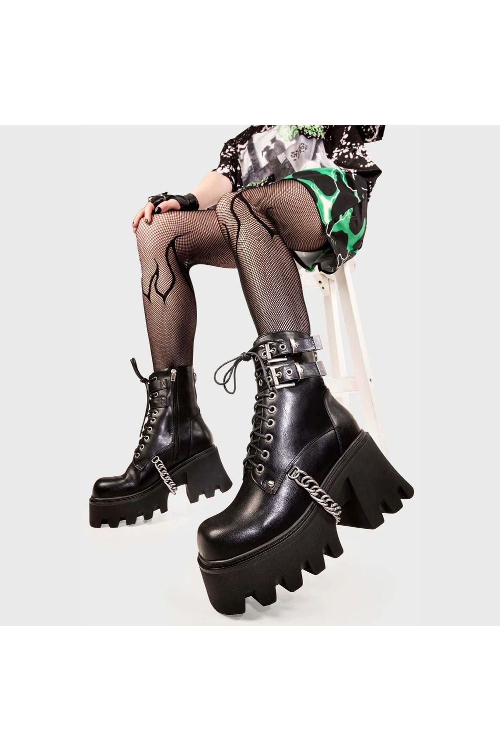 Lamoda Lamoda Women's Hostages Black PU Chunky Platform Ankle Boots, Fashionable Heel - 2