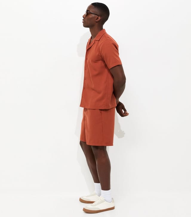 New Look Men's Rust Linen Look Pull On Shorts New Look - 3