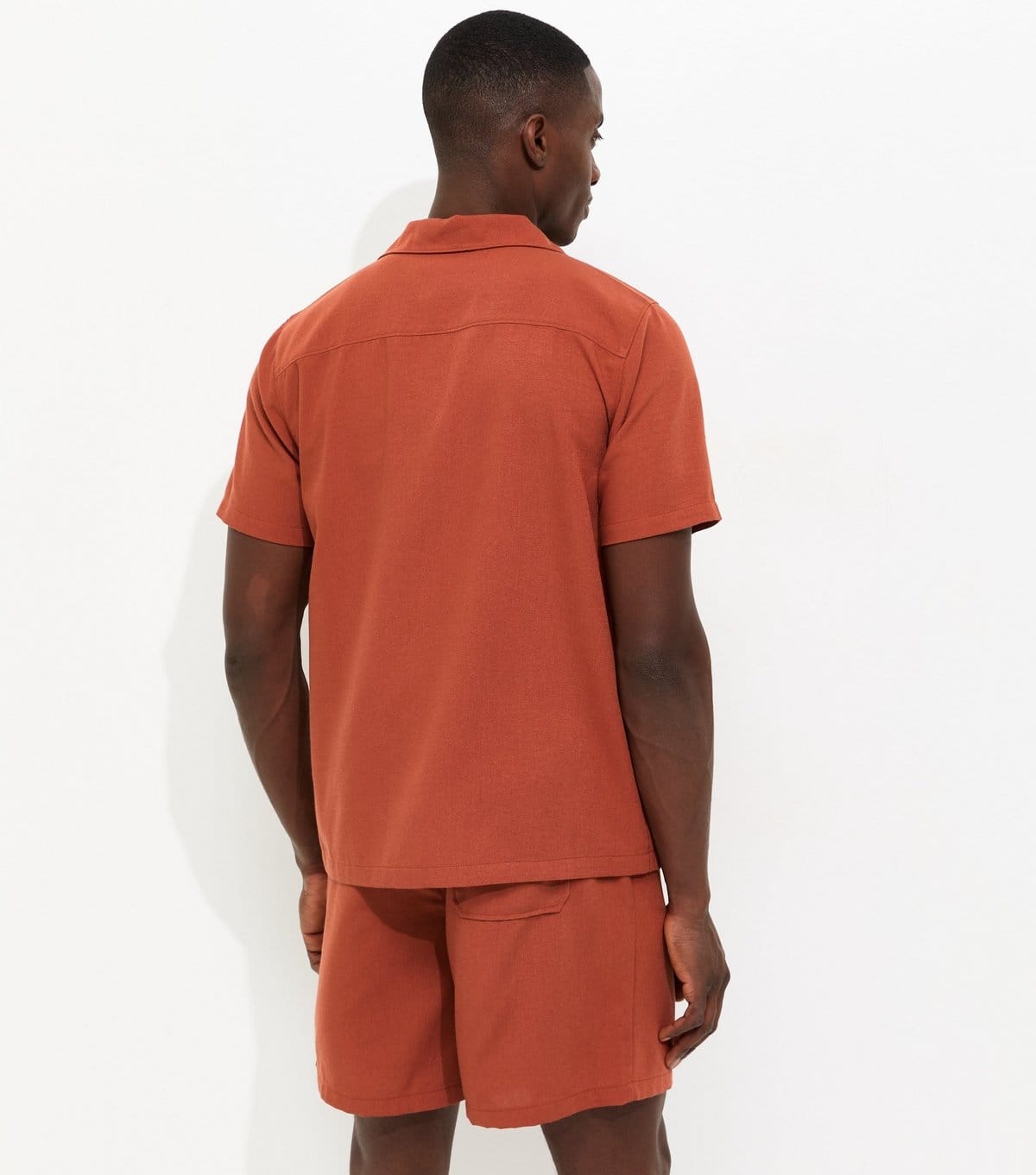 New Look Men's Rust Linen Look Pull On Shorts New Look - 4