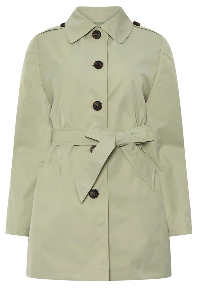 M&Co M&Co Women's Tie Waist Mac Coat in Light Green - 2