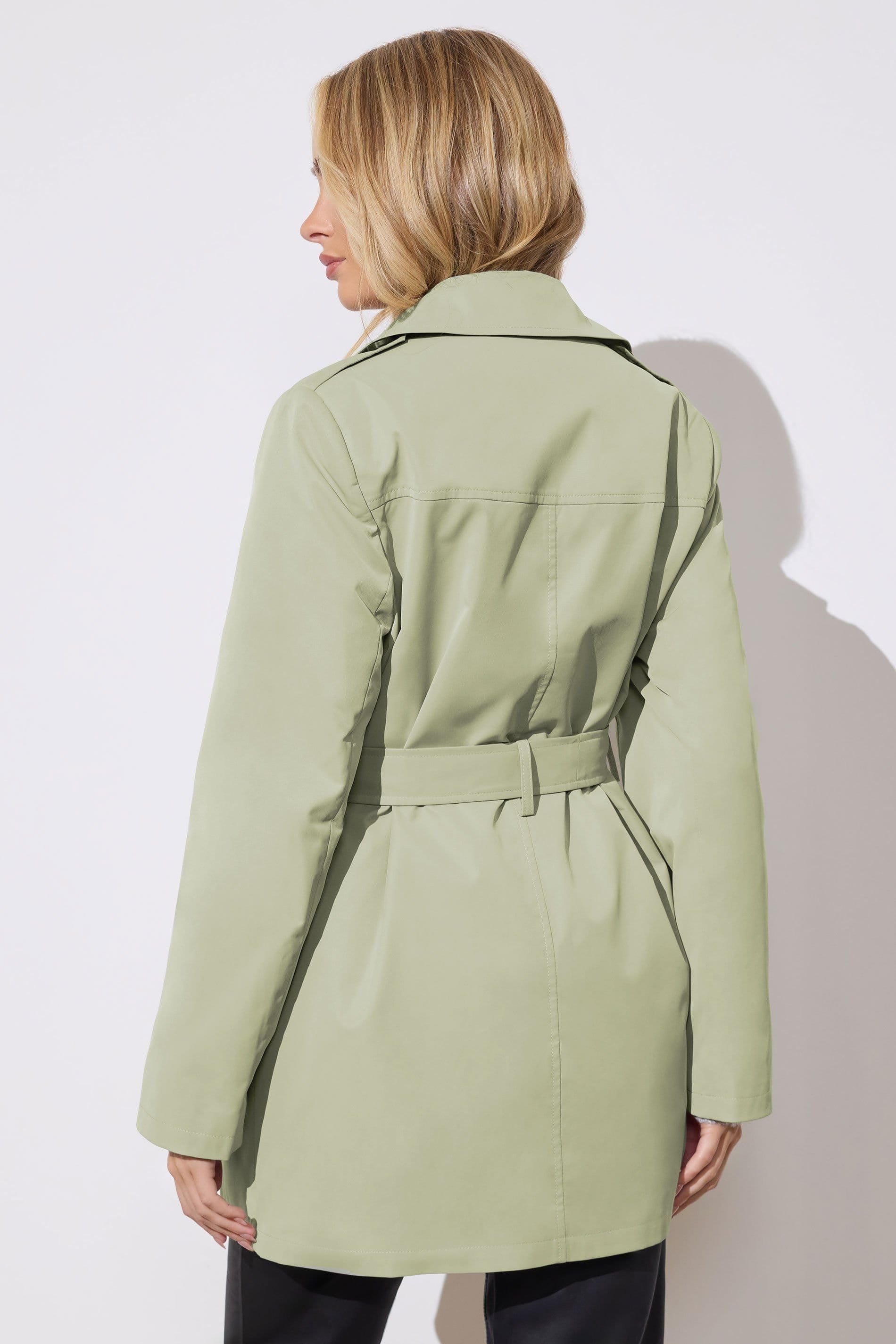 M&Co M&Co Women's Tie Waist Mac Coat in Light Green - 4