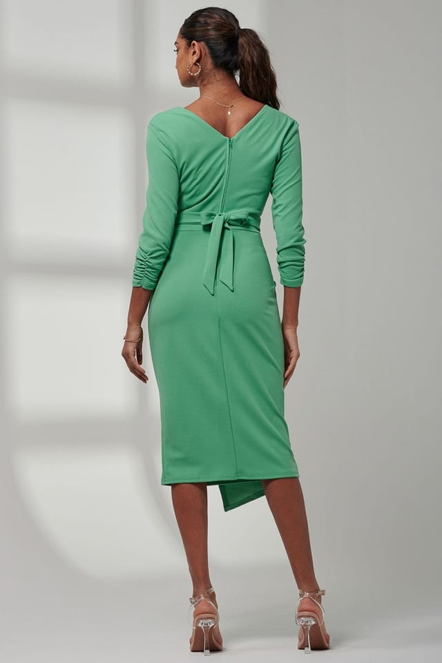 Jolie Moi Jolie Moi Women's Violetta 3/4 Sleeve Bodycon Dress in Green - 2