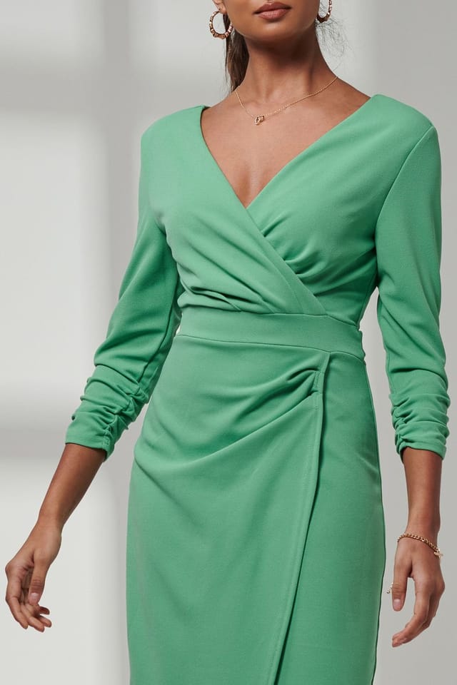 Jolie Moi Jolie Moi Women's Violetta 3/4 Sleeve Bodycon Dress in Green - 3