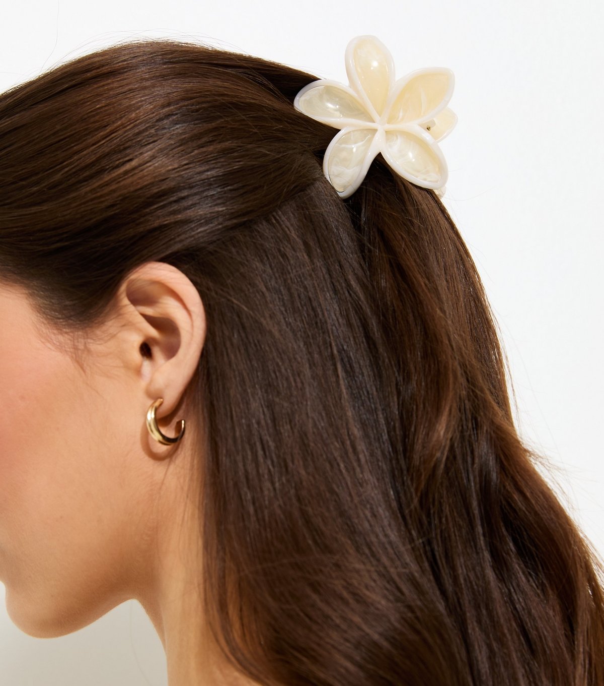 New Look Cream Tropical Flower Marbled Hair Claw Clip New Look - 2