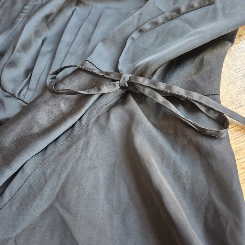New Look New look womans black satin finish tie front long bell sleeved blouse size 16 bnwt
