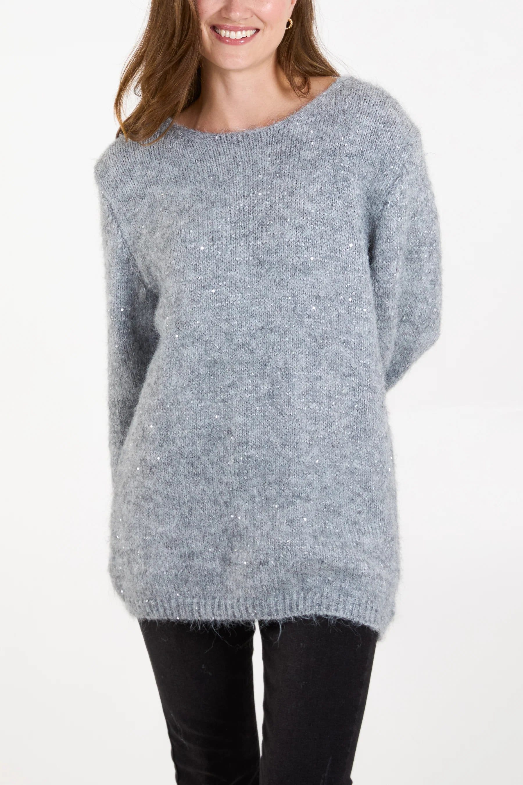Blue Vanilla Grey Sequin Knit Jumper