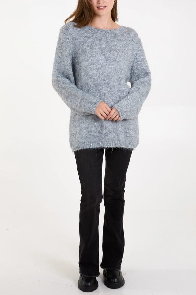 Blue Vanilla Fluffy Sequin Knit Jumper - 2