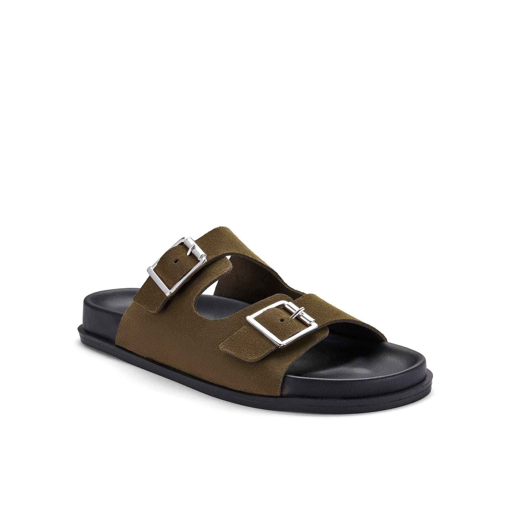 Clarks Clarks Women's Zarlea Buckle Olive Suede Flat Sandals in Green - 4