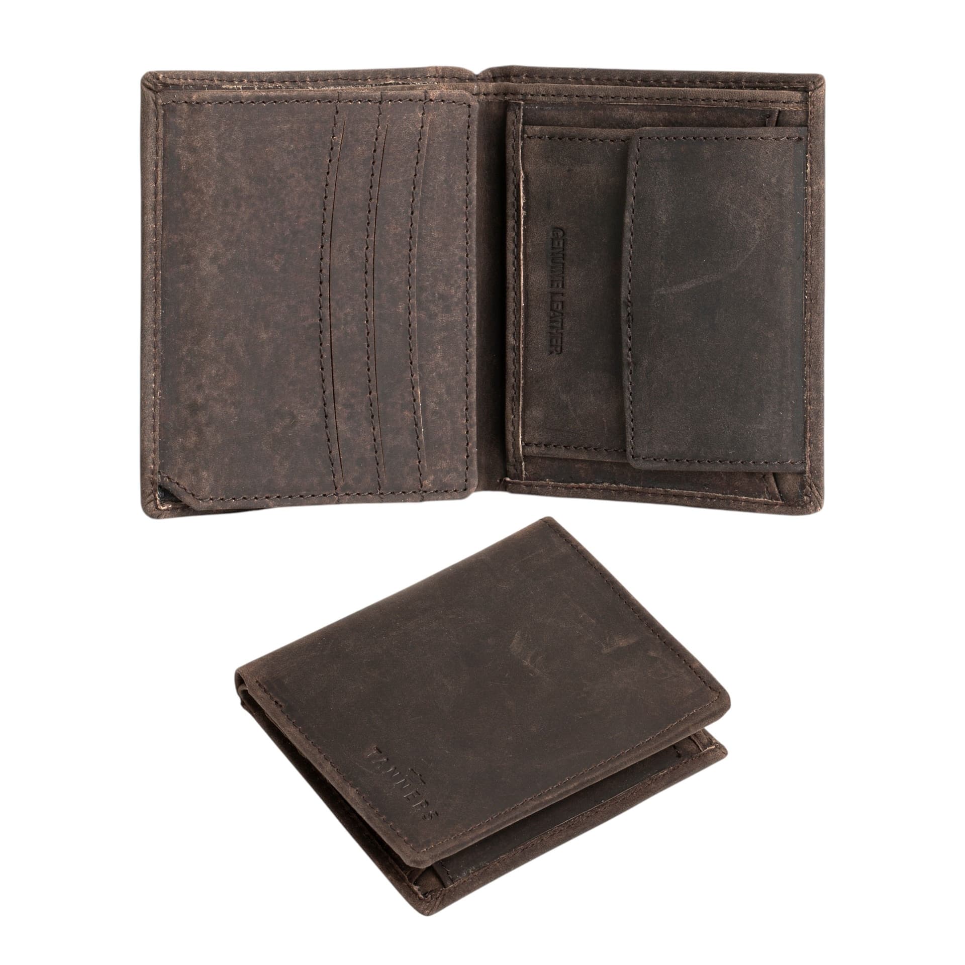 Woodland Leathers Woodland Leathers Men's Men's Leather RFID Wallet with Coin Pocket & ID Window in Brown
