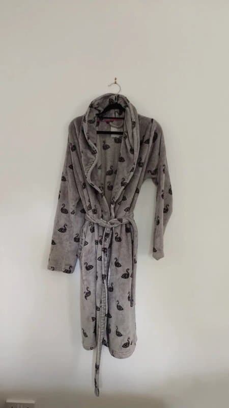 Next Next Grey Swan Fleece Dressing Gown  – Size Large (UK 16 -18)