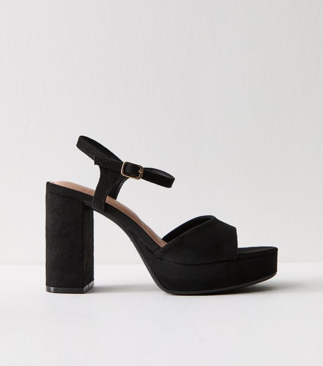New Look Women's Black Faux Suede Block Heel Platform Sandals Vegan New Look - 3