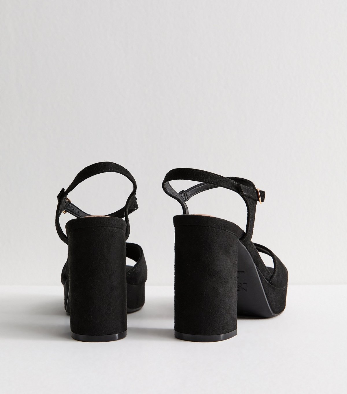 New Look Women's Black Faux Suede Block Heel Platform Sandals Vegan New Look - 4