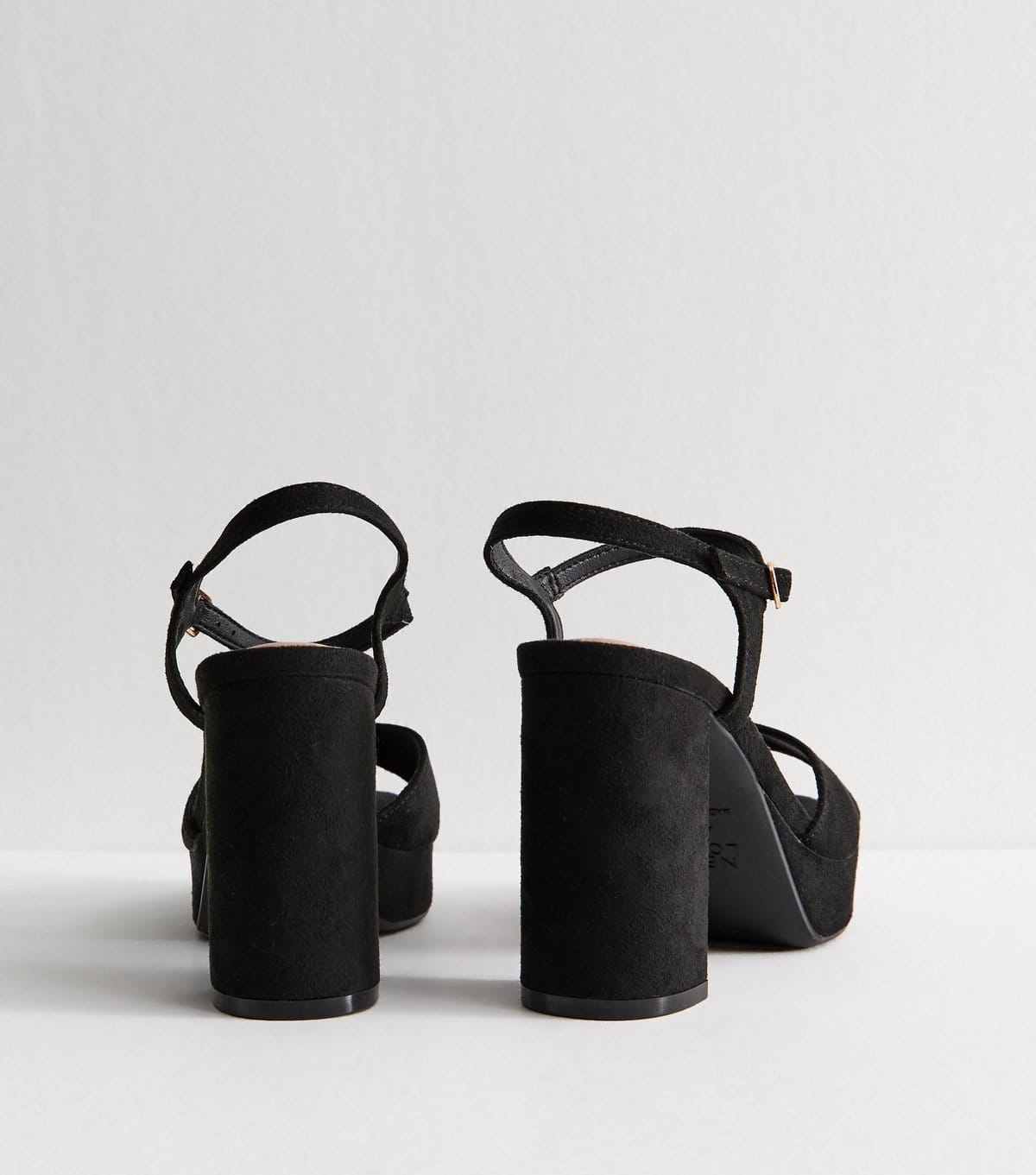 New Look Women's Black Faux Suede Block Heel Platform Sandals Vegan New Look - 4