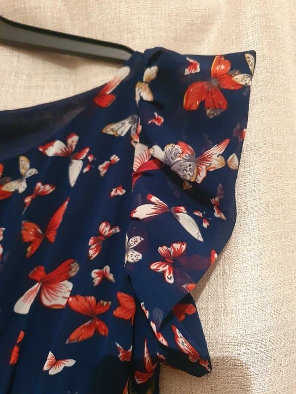 New Look Navy With Red & White Butterfly Print New Look Mini Dress Size 10