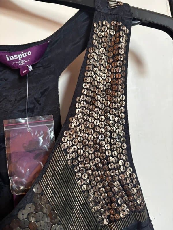 New Look Black New Look gold sequin embellished scoop neckline long top 26 New with tags