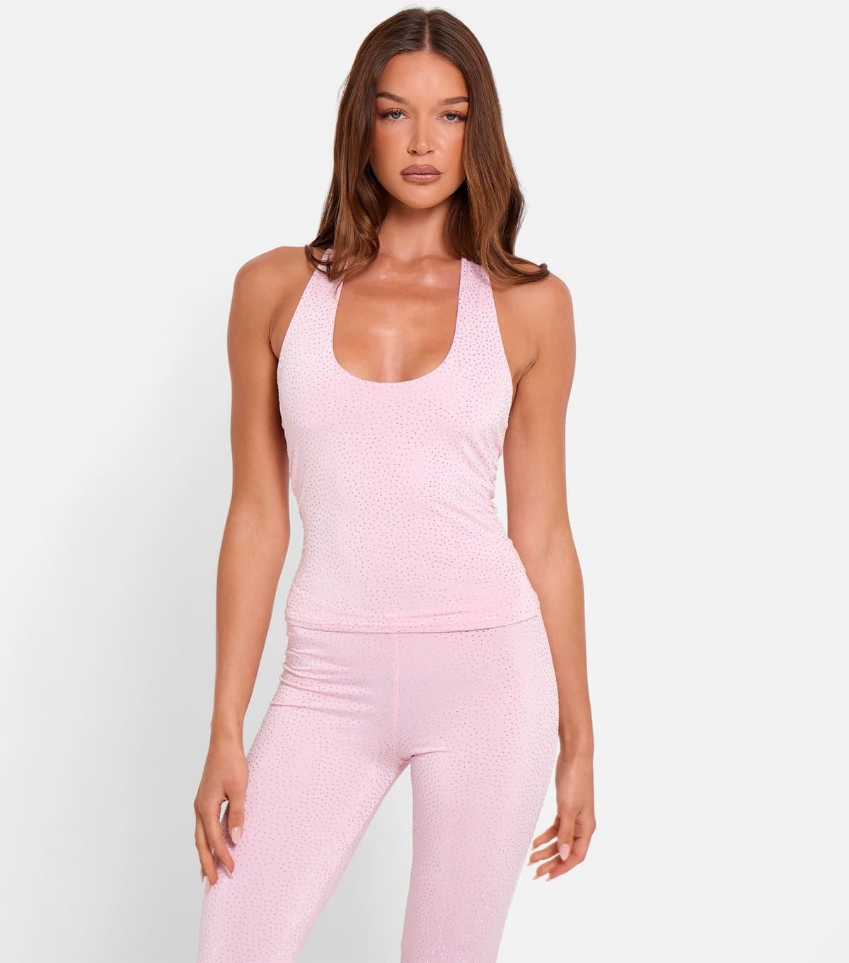 Public Desire Women's Light Pink Rhinestone Embellished Halter Neck Top Public Desire New Look