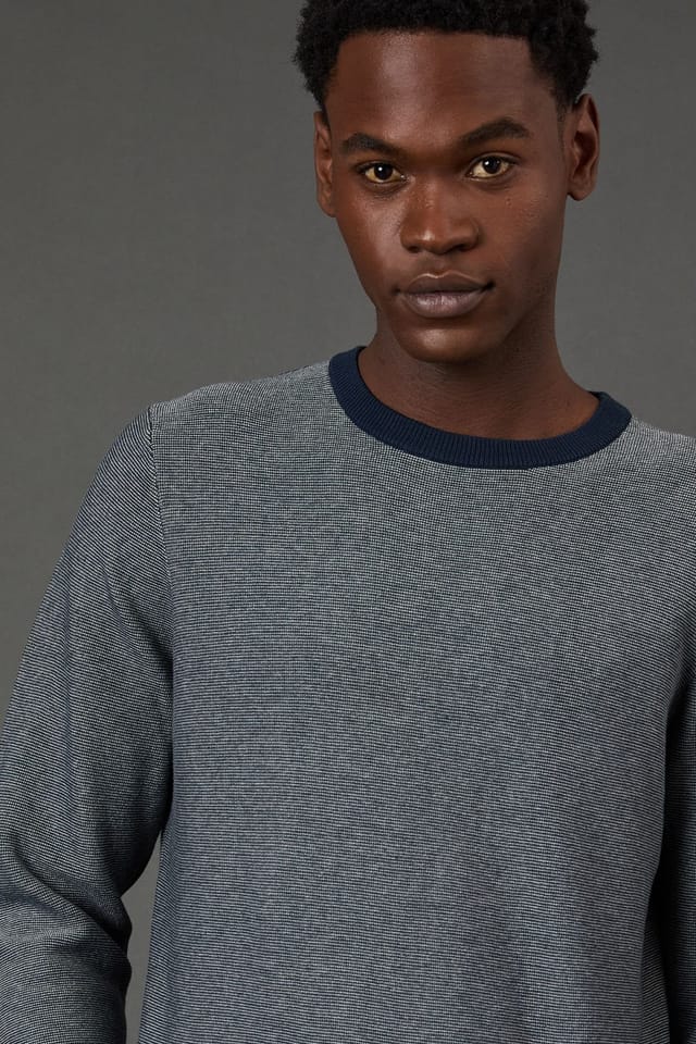 Burton Burton Men's Navy Semi Plain Crew Neck Jumper - 2