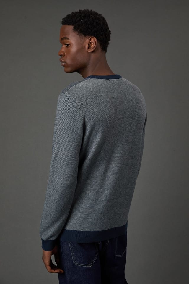 Burton Burton Men's Navy Semi Plain Crew Neck Jumper - 3
