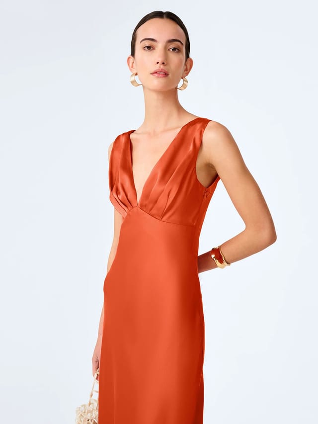 OMNES Casey Dress in Burnt Orange - 2