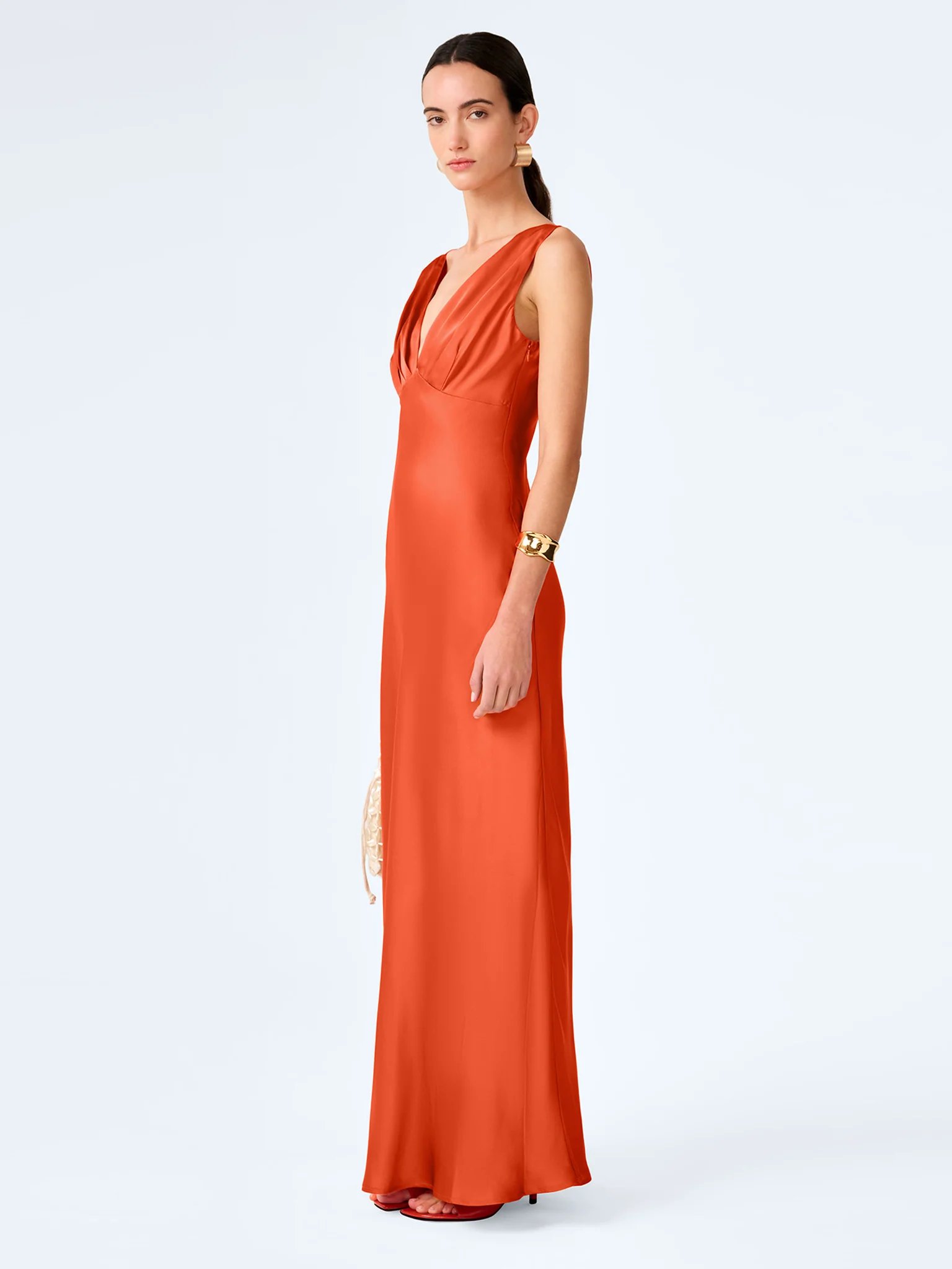 OMNES Casey Dress in Burnt Orange - 3