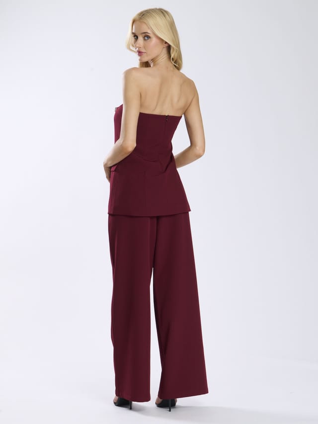 Finding Friday Finding Friday Women's Tailored Strapless Longline Top in Burgundy - 3