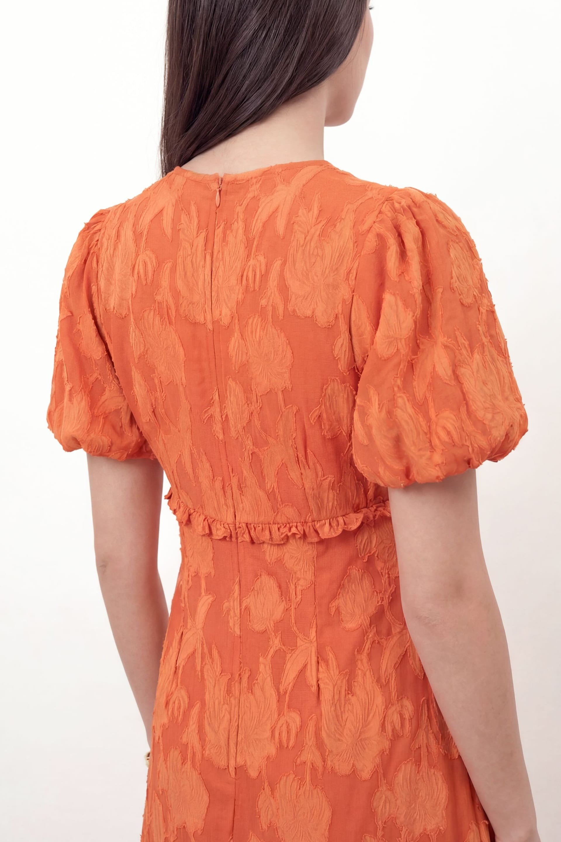 Anaya with Love Anaya with Love Women's Floral Burnout Short Sleeve Maxi Dress in Orange - 4