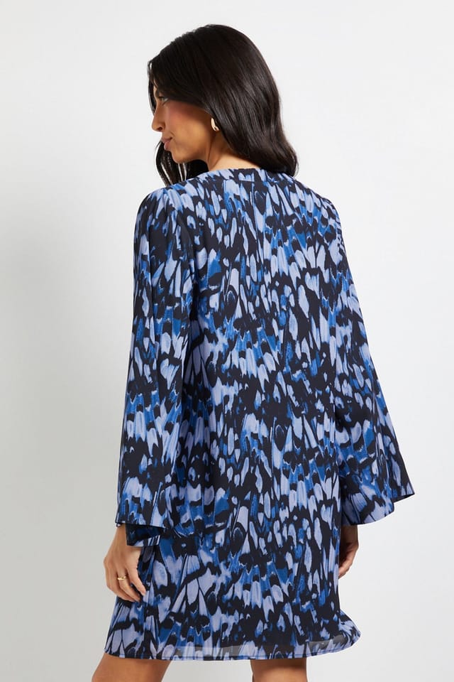 Wallis Wallis Women's Butterfly Zip Shift Dress in Blue - 3