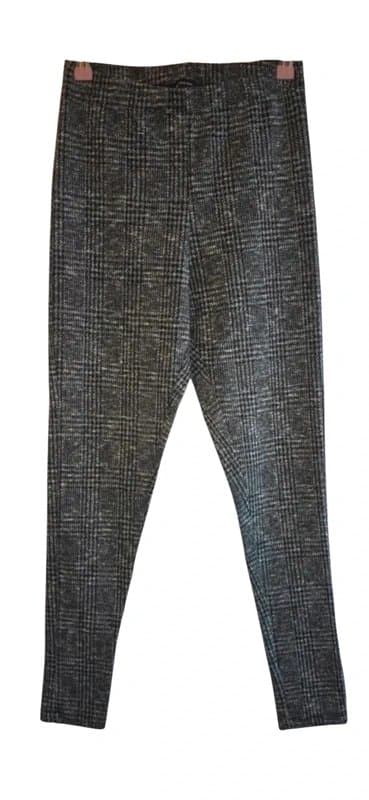 Peacocks Grey Plaid Check Jersey Leggings Trousers Size 10 £2