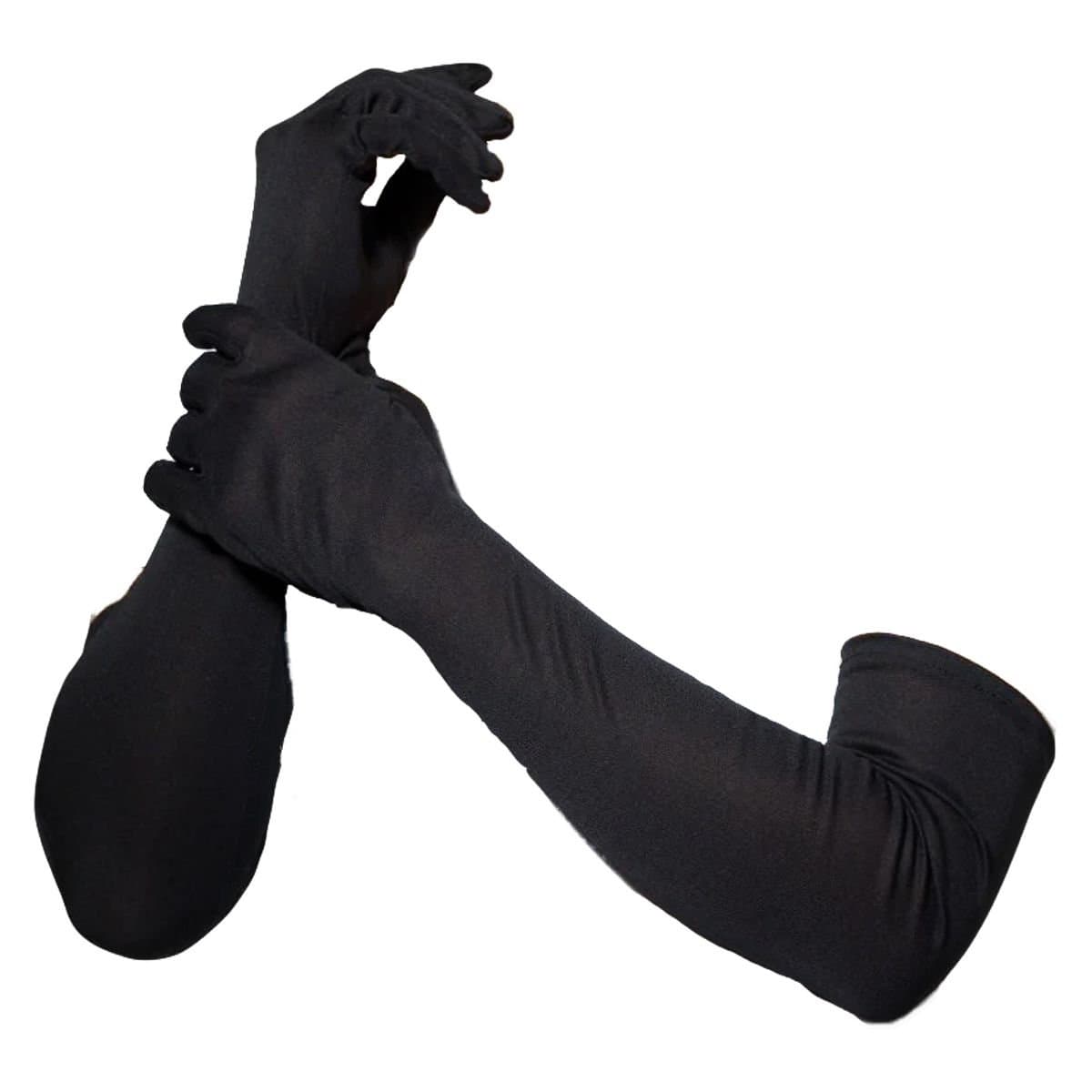 Smiffys Smiffys Men's Long Length Plain Gloves in Black