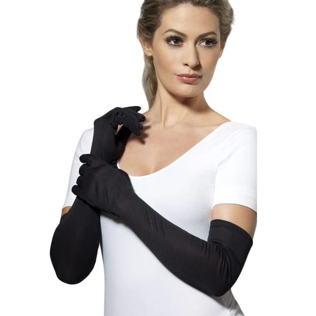 Smiffys Smiffys Men's Long Length Plain Gloves in Black - 2