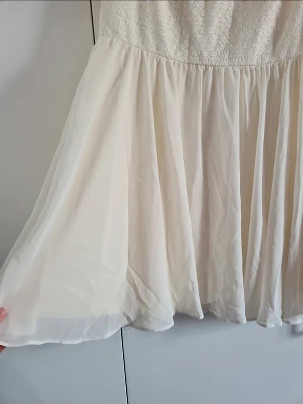 ASOS ASOS cream sheer and lace skater style dress - size 16