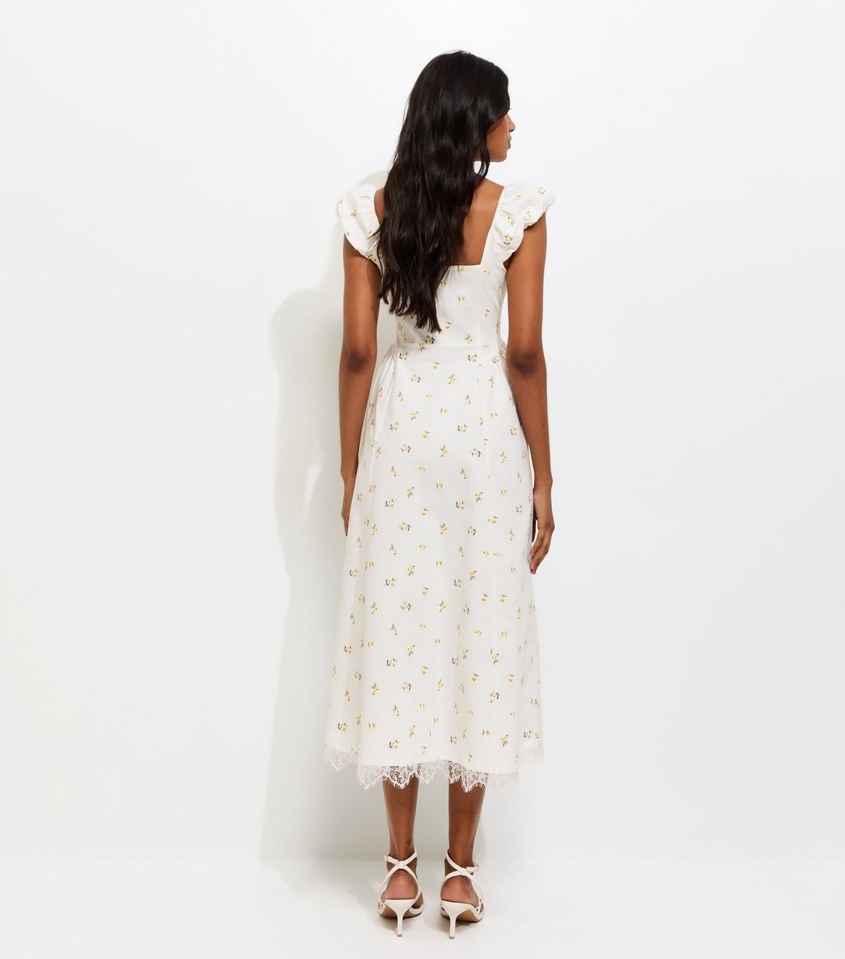New Look Women's Cream Rose Print Milkmaid Midi Dress New Look - 4