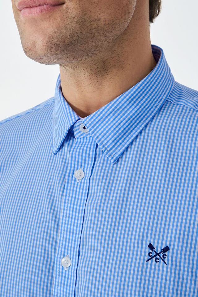 Crew Clothing Crew Clothing Men's Crew Classic Shirt Micro Gingham Blue/White in Sky Blue - 2