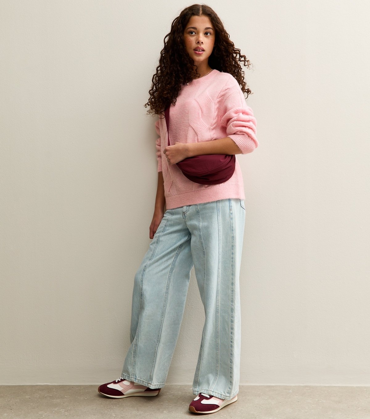 New Look Girls' Light Pink Chunky Cable Knit Jumper New Look - 3