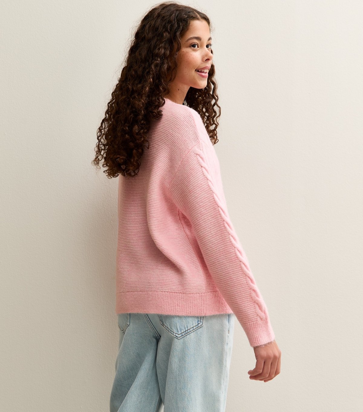 New Look Girls' Light Pink Chunky Cable Knit Jumper New Look - 4
