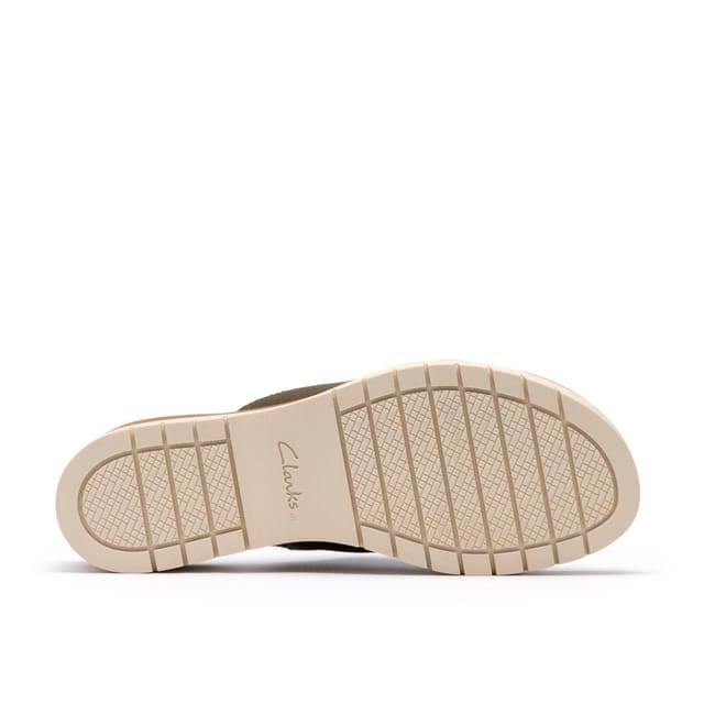 Clarks Clarks Women's Diaz Slide Dark Olive Leather Wedge Sandals in Green - 3