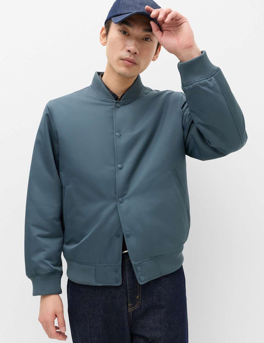 Marks & Spencer M&S Satin Bomber Jacket Dark Slate