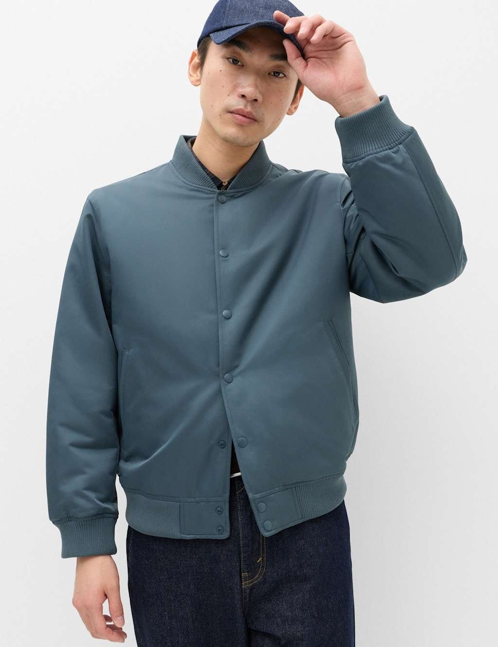 M&S Dark Slate Satin Bomber Jacket