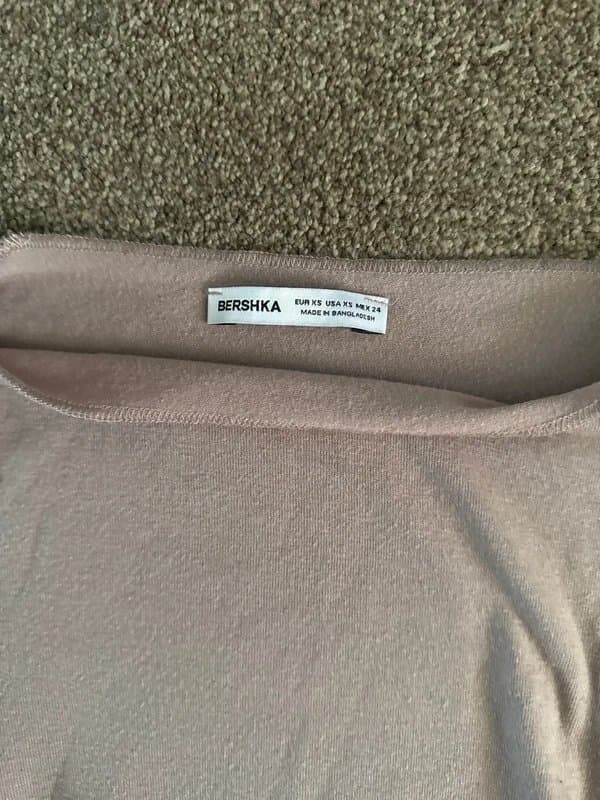 Bershka Light brown boat neck ruched top