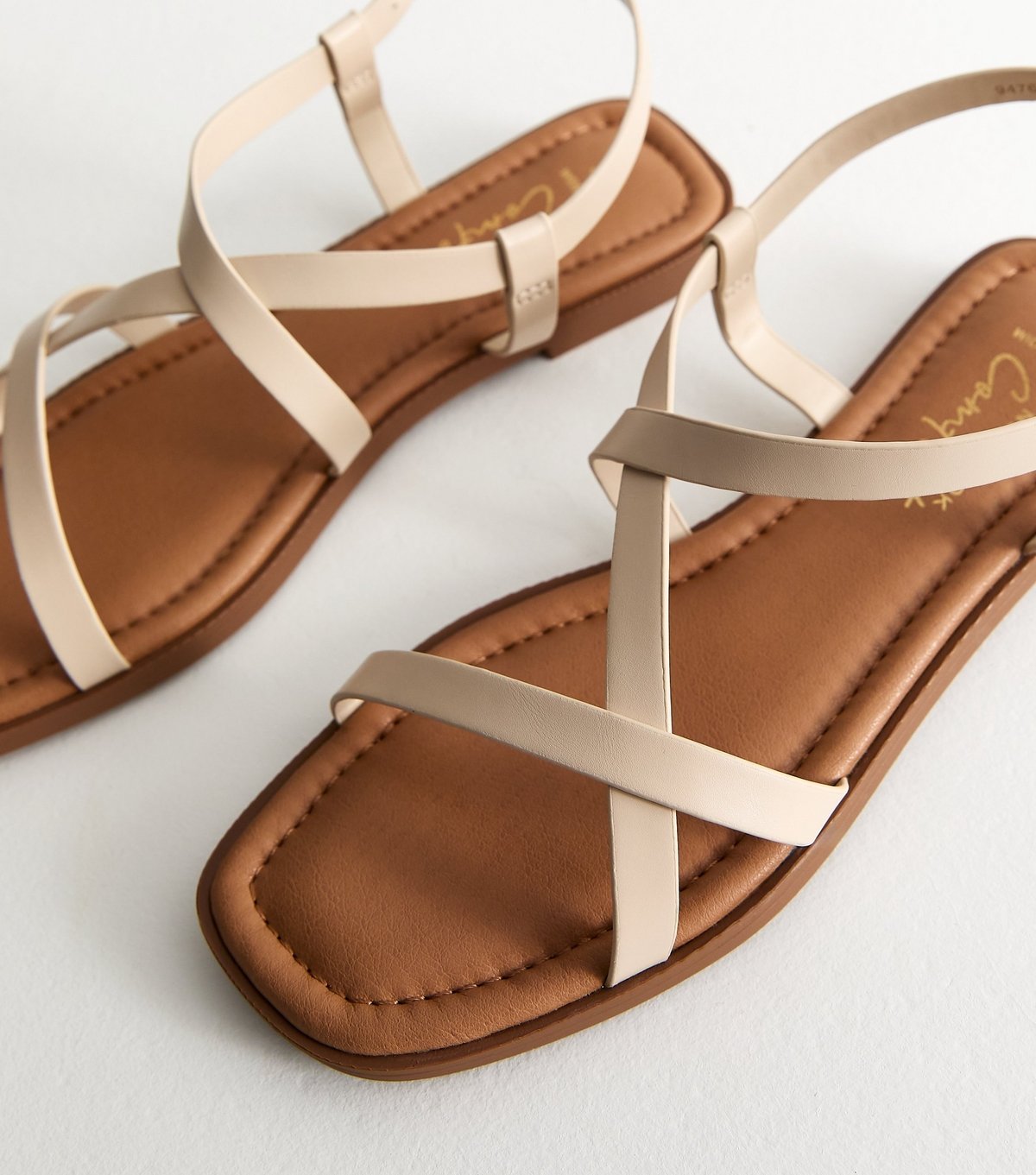 New Look Women's Wide Fit Off White Faux Leather Multi Strap Sandals Vegan New Look - 3