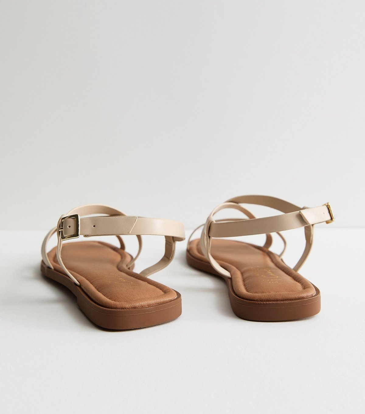 New Look Women's Wide Fit Off White Faux Leather Multi Strap Sandals Vegan New Look - 4