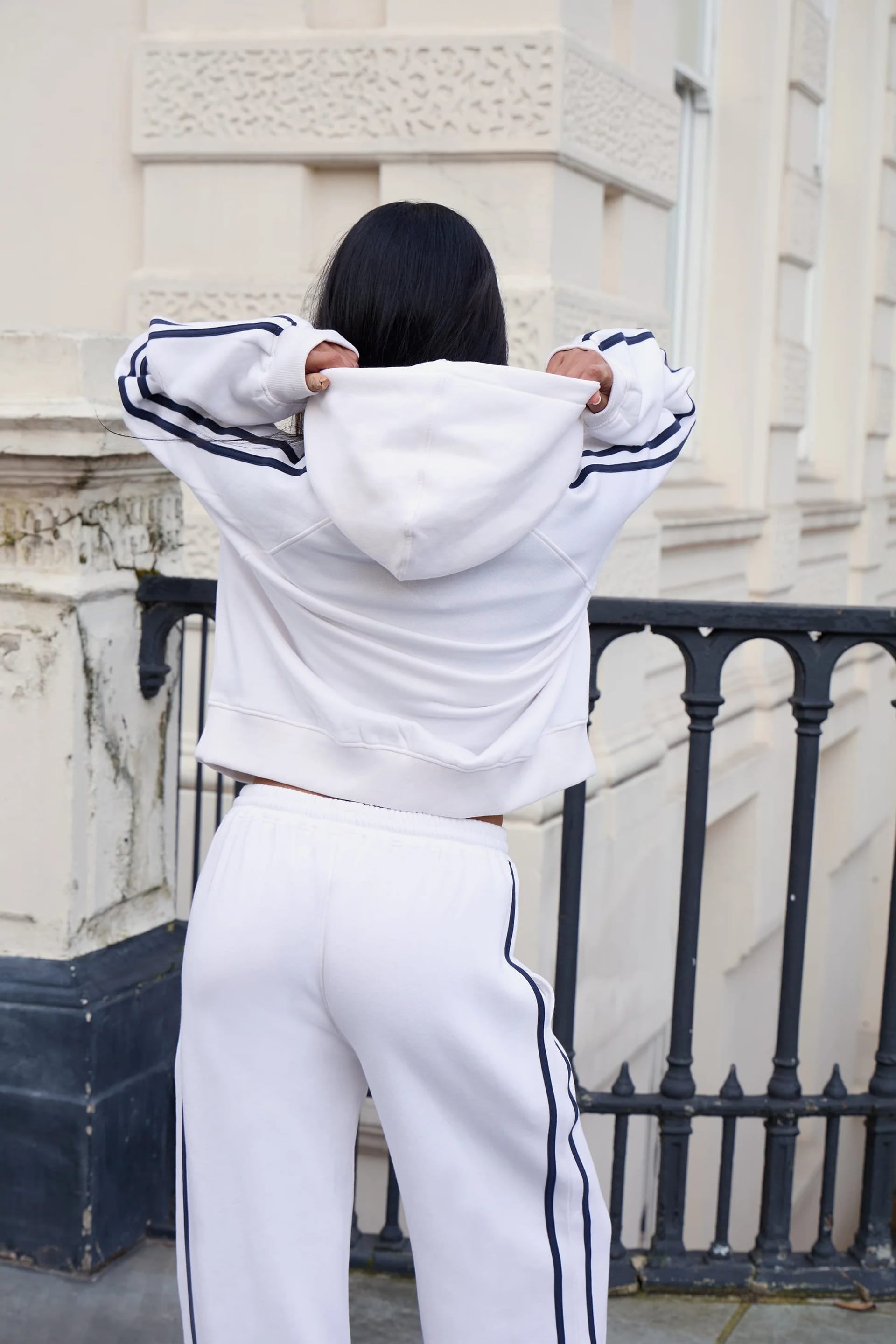 Kaiia Kaiia Sport Side Stripe Oversized Hoodie Cream & Navy - 4