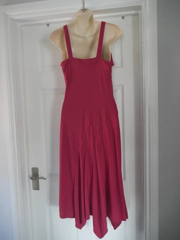 Jasper Conran J Jasper Conran Debenhams Dress UK 12 Pink Berry Handkerchief Hem Occasion Midi