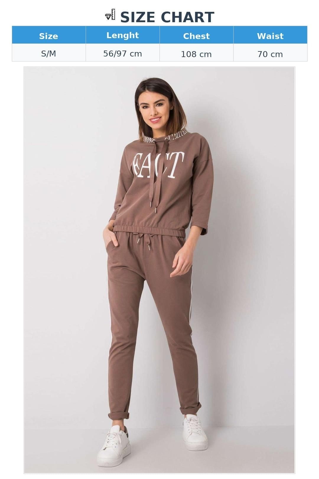 Love Lace Love Lace Women's Embroidered 3/4 Sleeve Tracksuit Set in Brown - 4